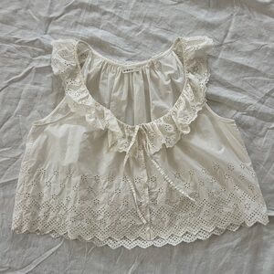 DOEN white eyelet top organic cotton